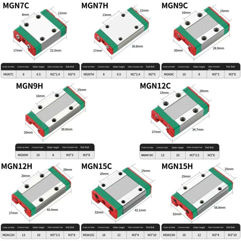 Linear Rail Mgn12H Set - 2pcs MGN12H MGN12C MGN7H MGN7C MGN9H