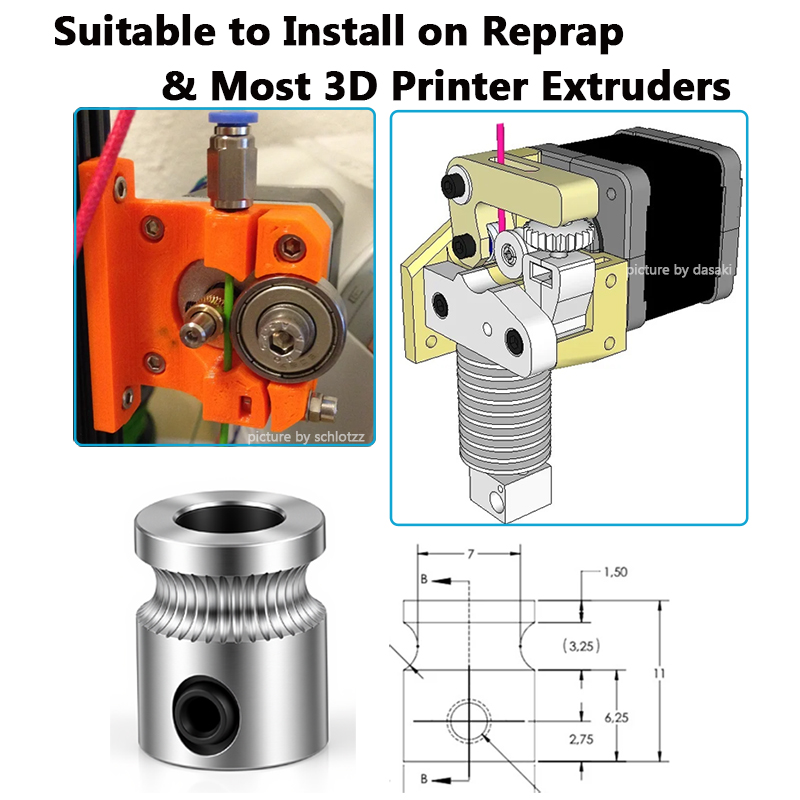 MK8 Drive Gear para impressora - Direct Drive Extruder avaliação e preço