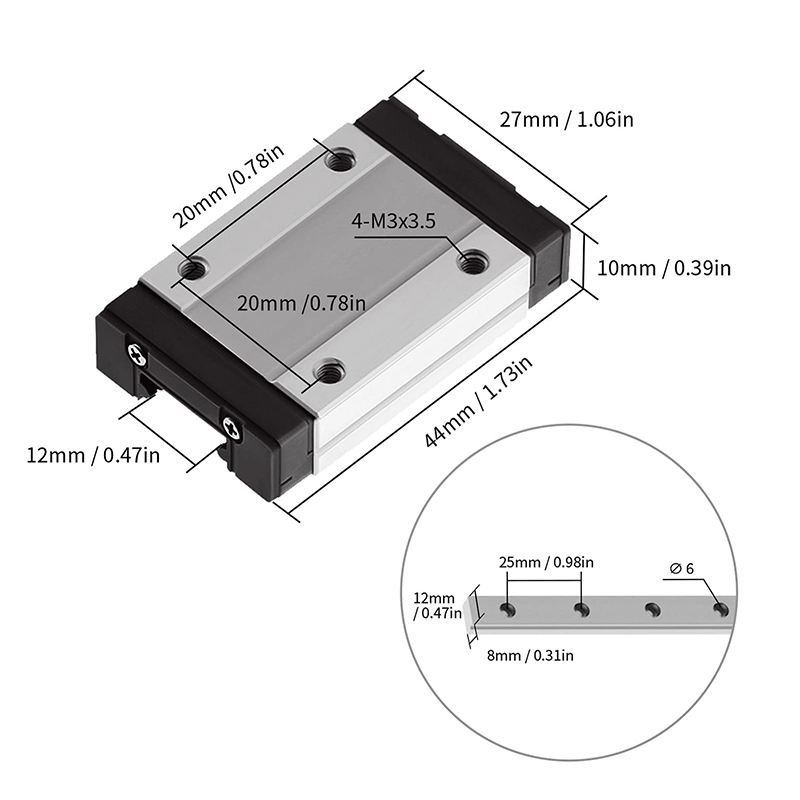 Mgn7 mgn12 mgn15 mgn9 l de 100 - Linear Rail Mgn12H Set avaliação e preço